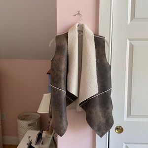 Brown hide and shearling vest